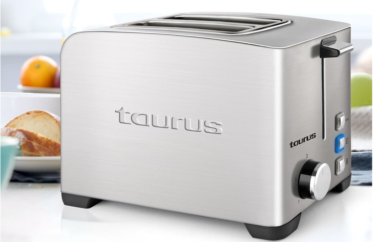 Taurus 850W 2 Slice Brushed Stainless Steel Toaster