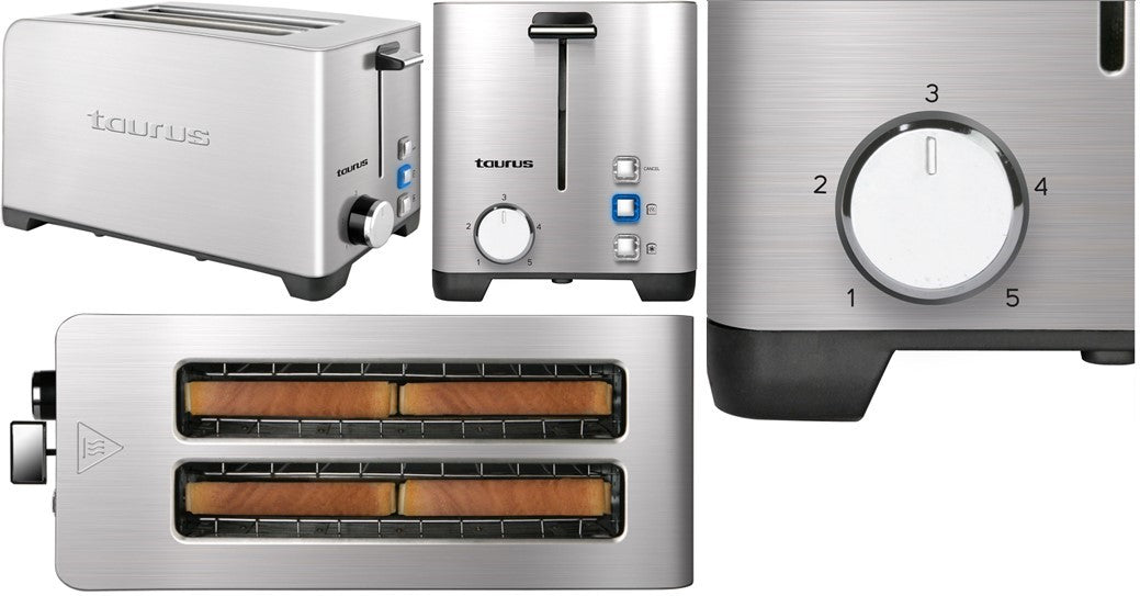 Taurus 4 Slice 1400W Stainless Steel Brushed Toaster