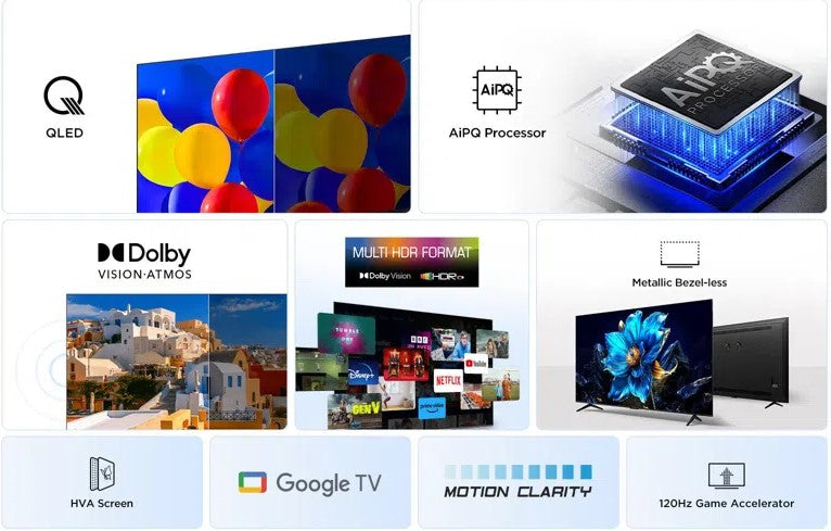 TCL P7K-UK 55Inch QLED Direct LED 4K HDR Smart Google TV