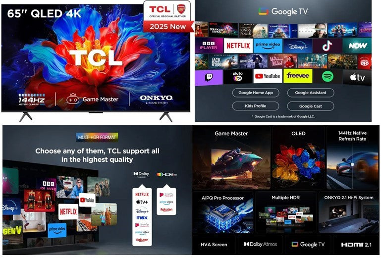 TCL 65-Inch QLED GOOGLE 144HZ LED TV