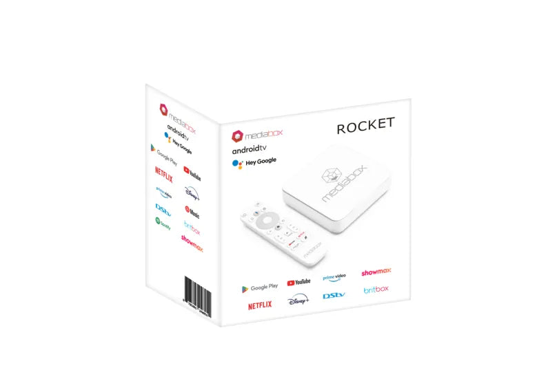 Mediabox Rocket 4K Android TV Box - Pre-loaded with apps plus support